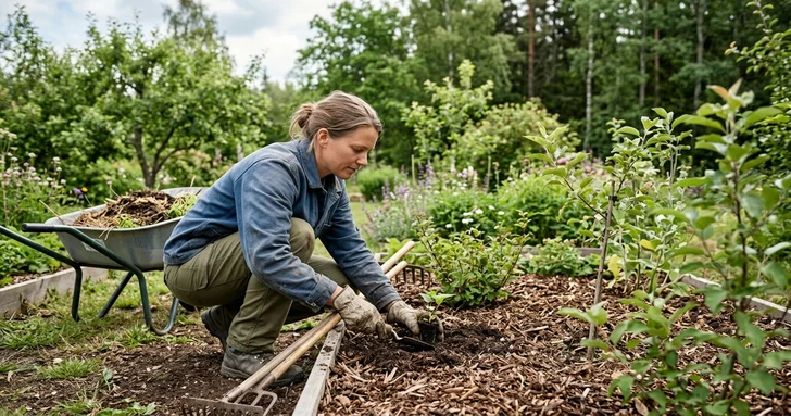 Skriva personligt brev: Trädgårdsarbete